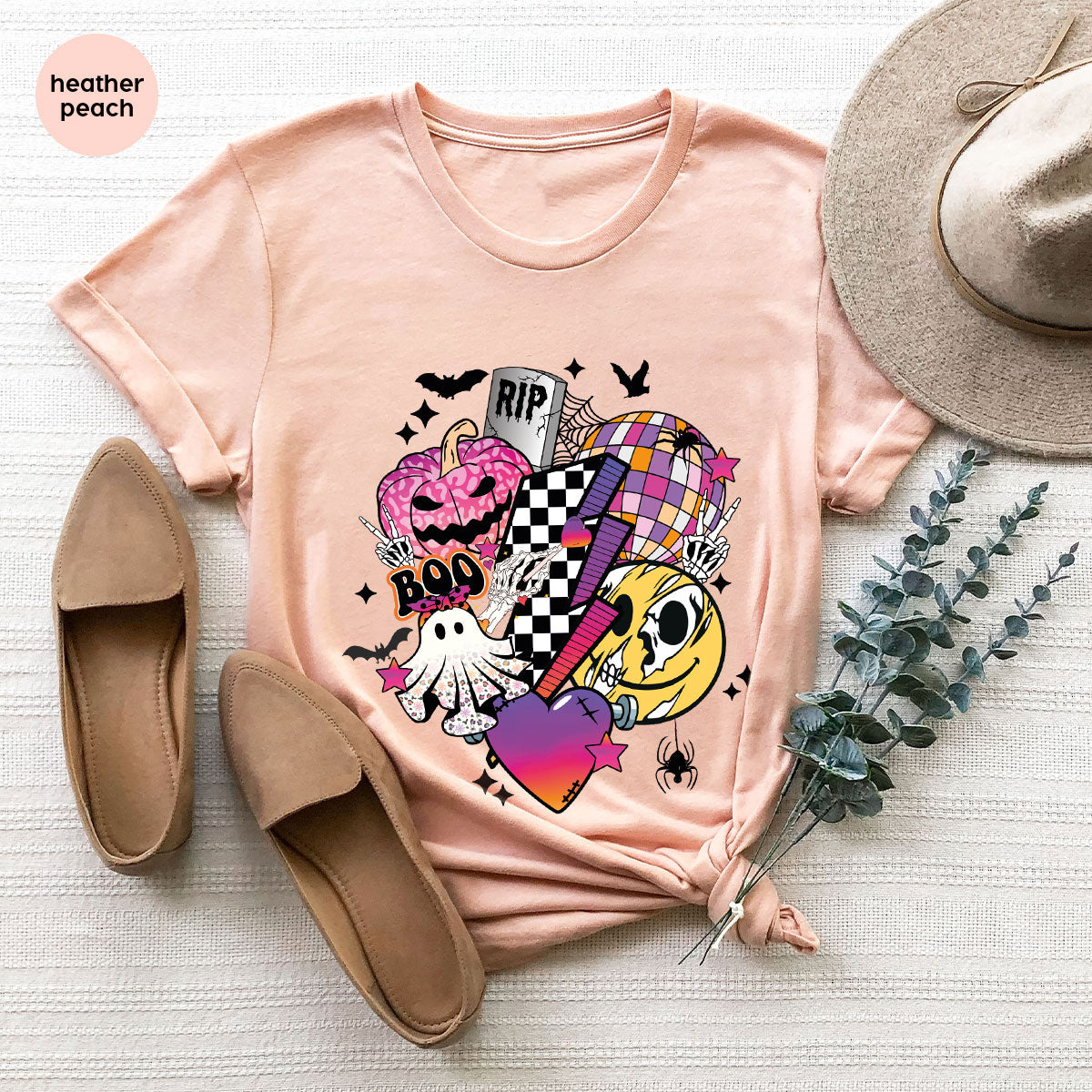 Retro Halloween Shirt, Spooky Pumpkin Cool Checkered Outfit product image 164