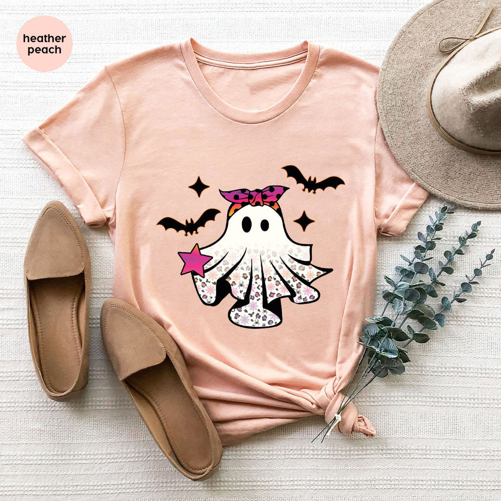 Spooky Season Outfit, Ghost Graphic Tee, Girls Boo Vneck product image 164