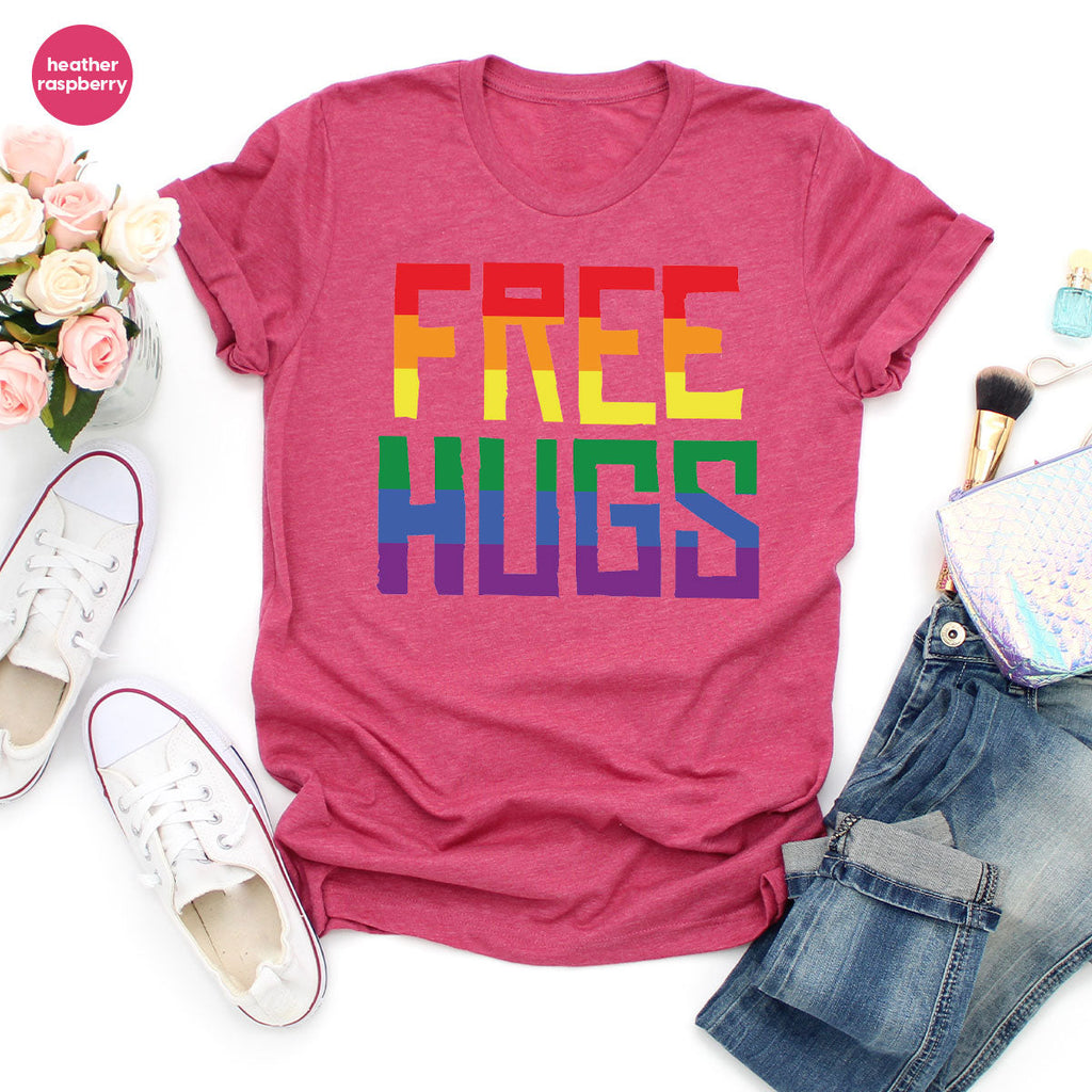 Cute LGBT Shirt, Free Hugs T-Shirt, Lovely Pride for product image 109