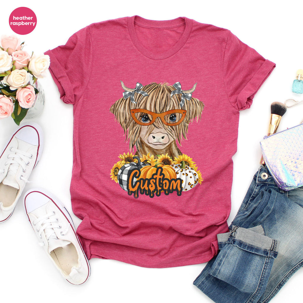 Custom Cow Shirt, Fall Graphic Tees, Personalized Farmer product image 165