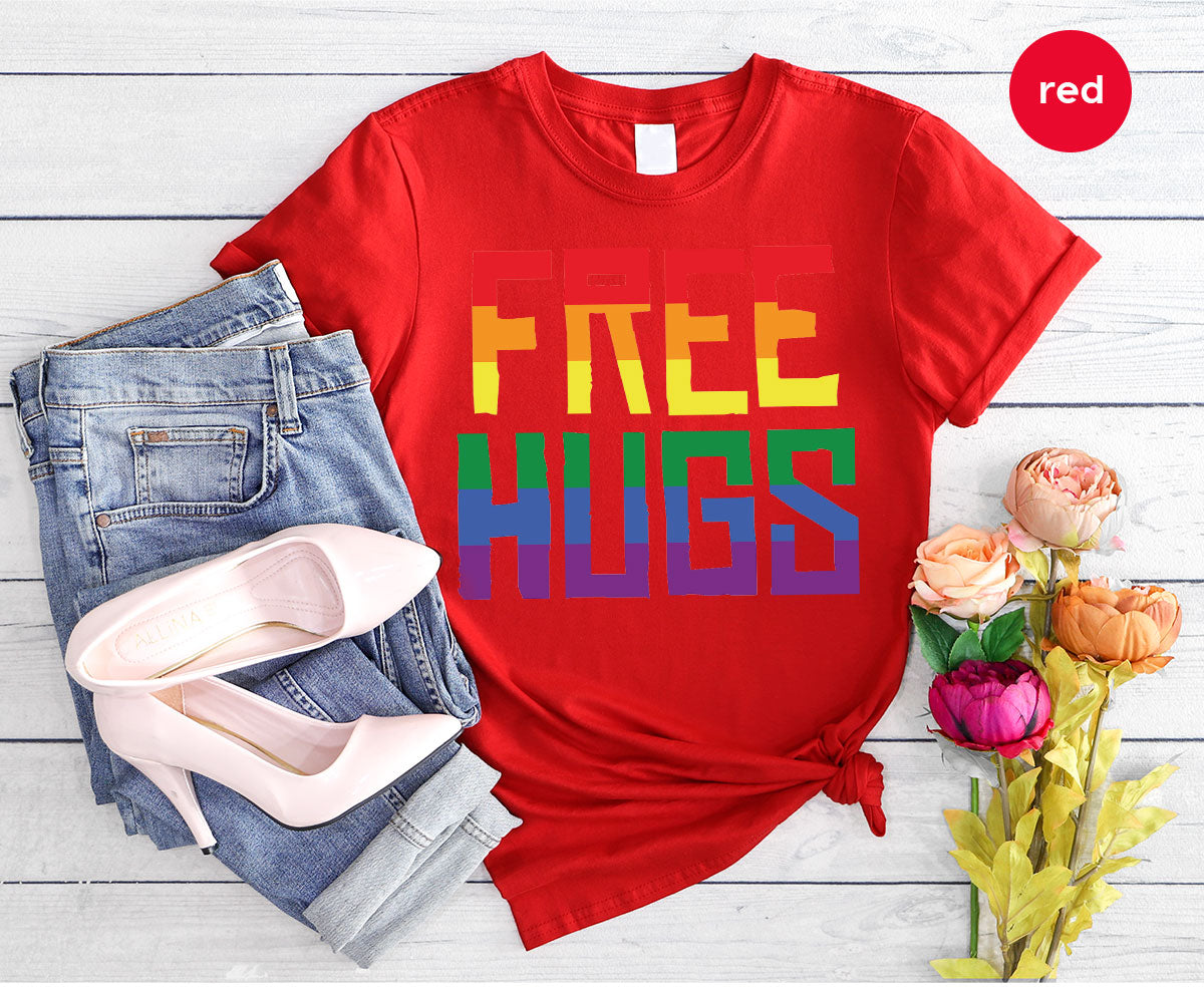 Cute LGBT Shirt, Free Hugs T-Shirt, Lovely Pride for product image 110