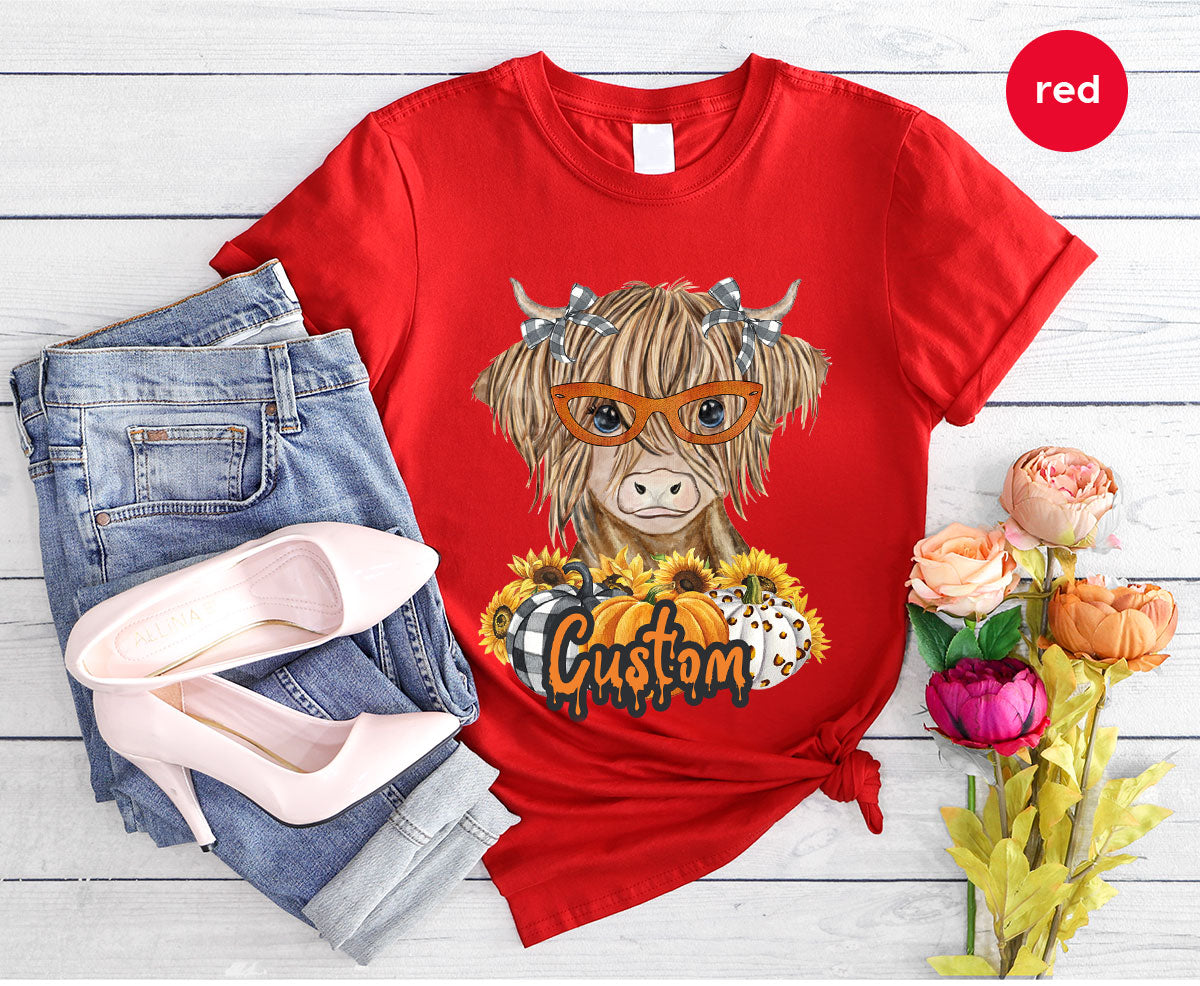 Custom Cow Shirt, Fall Graphic Tees, Personalized Farmer product image 166
