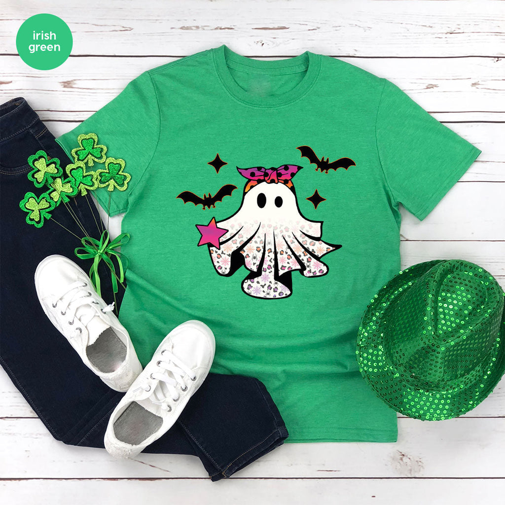 Spooky Season Outfit, Ghost Graphic Tee, Girls Boo Vneck product image 154