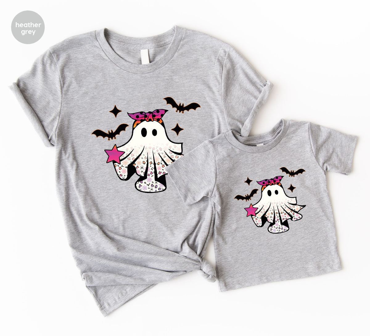 Spooky Season Outfit, Ghost Graphic Tee, Girls Boo Vneck product image 153