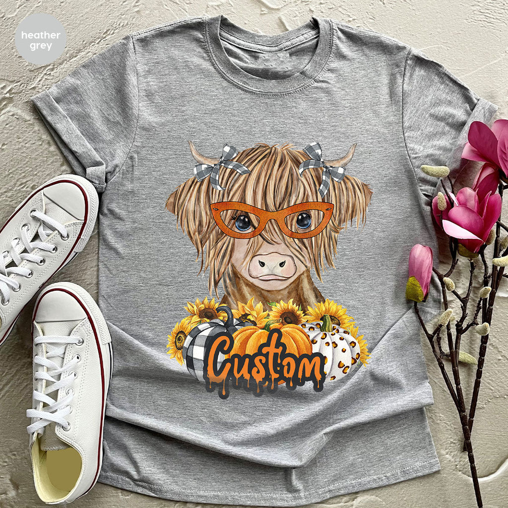 Custom Cow Shirt, Fall Graphic Tees, Personalized Farmer product image 152