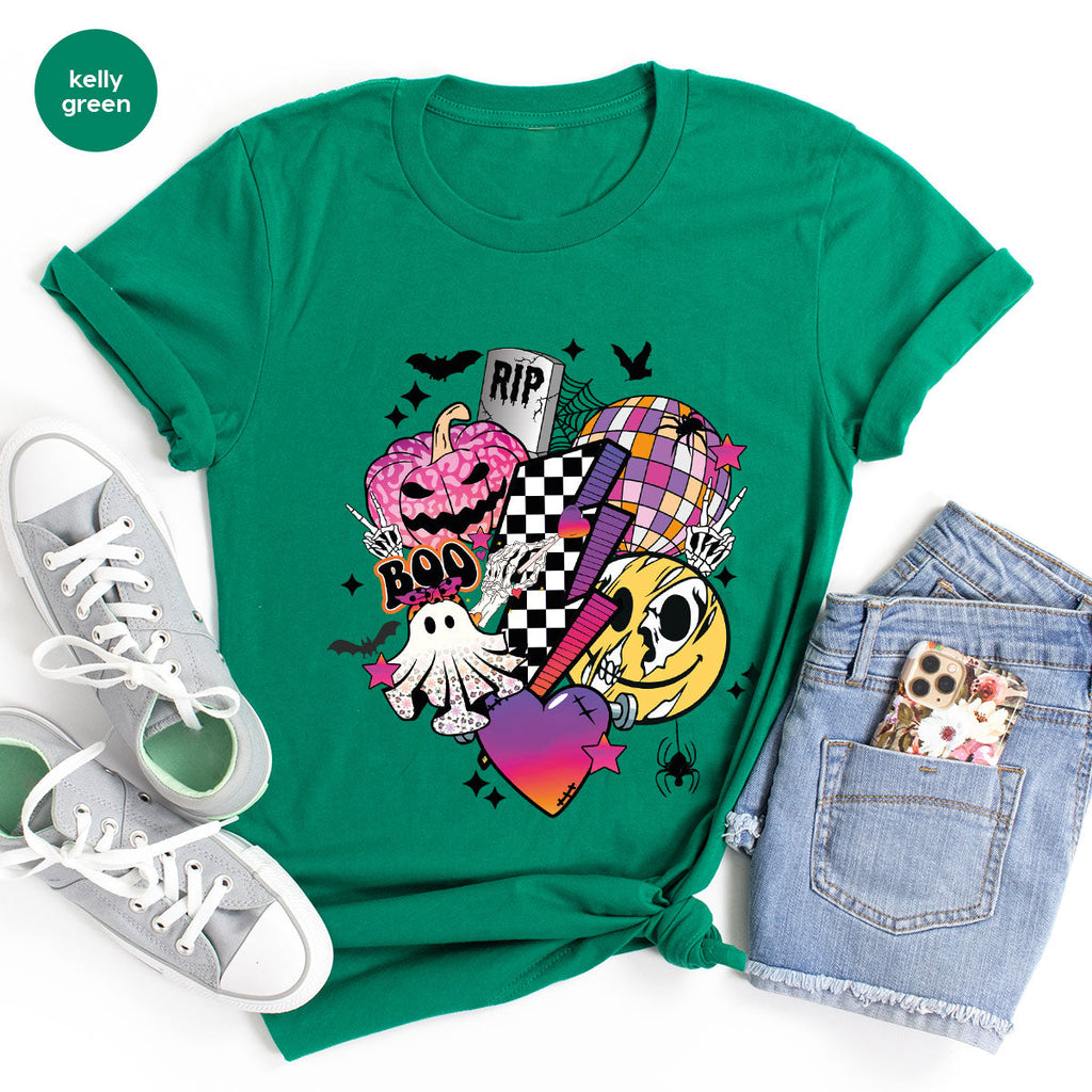 Retro Halloween Shirt, Spooky Pumpkin Cool Checkered Outfit product image 155