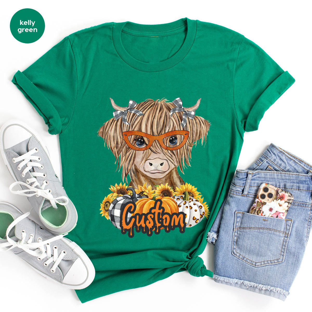 Custom Cow Shirt, Fall Graphic Tees, Personalized Farmer product image 155