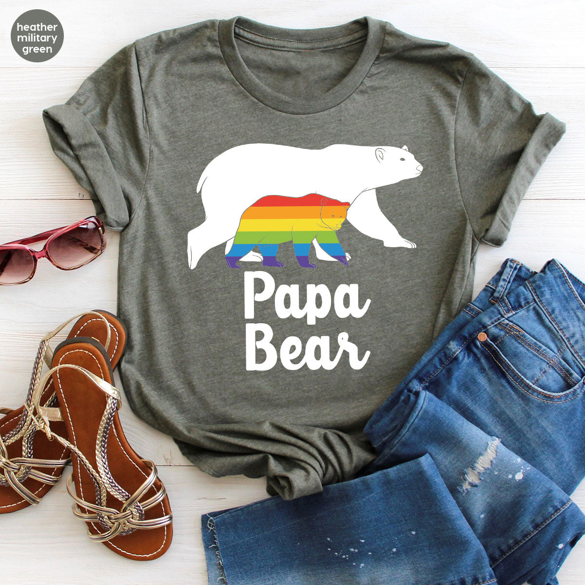 Papa Bear Shirt, T-Shirt, LGBT Rainbow Tee product image 103