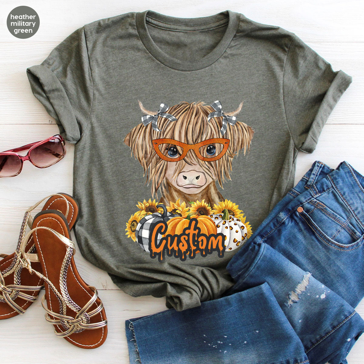 Custom Cow Shirt, Fall Graphic Tees, Personalized Farmer product image 161