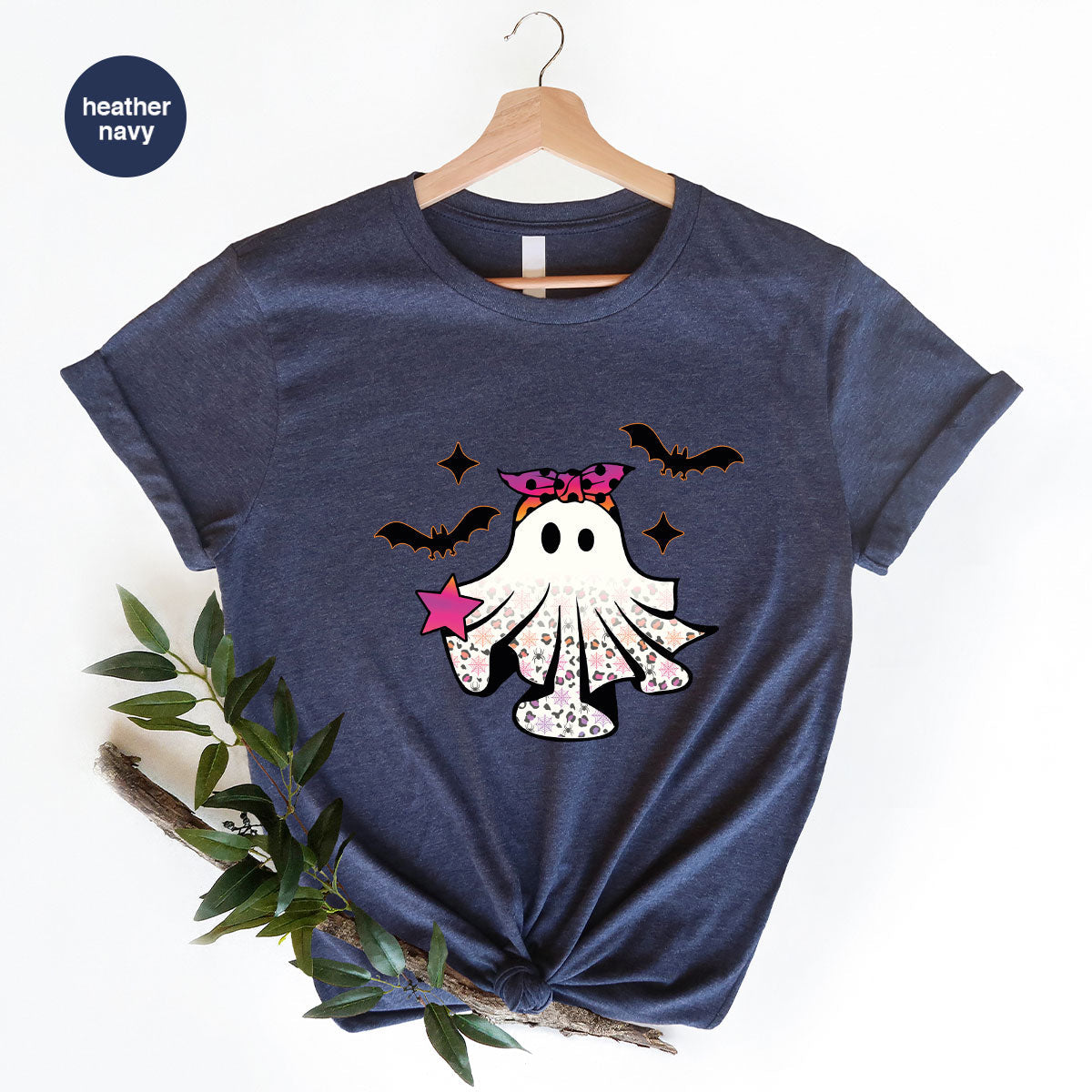Spooky Season Outfit, Ghost Graphic Tee, Girls Boo Vneck product image 162