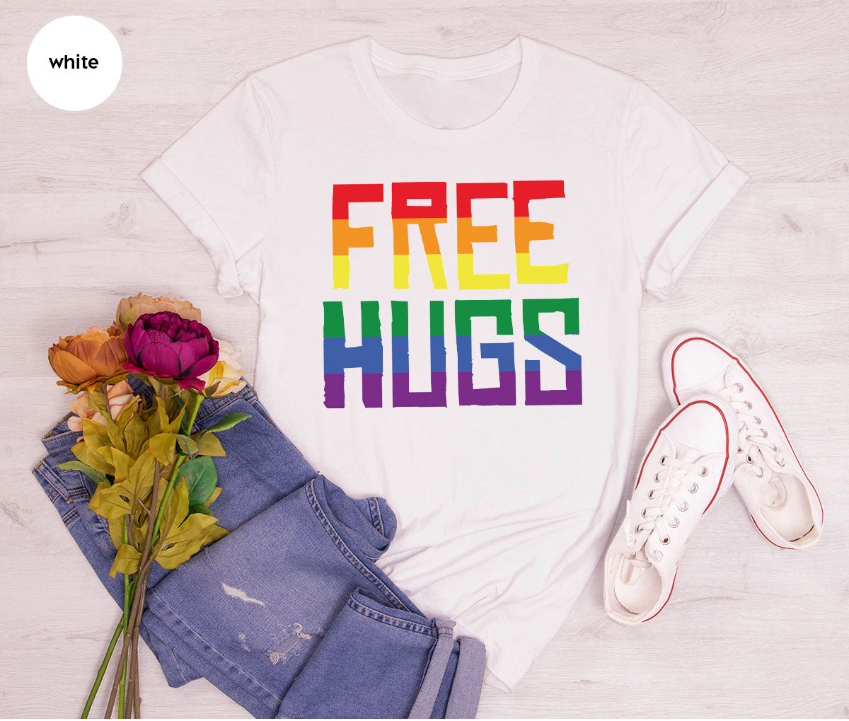 Cute LGBT Shirt, Free Hugs T-Shirt, Lovely Pride for product image 116