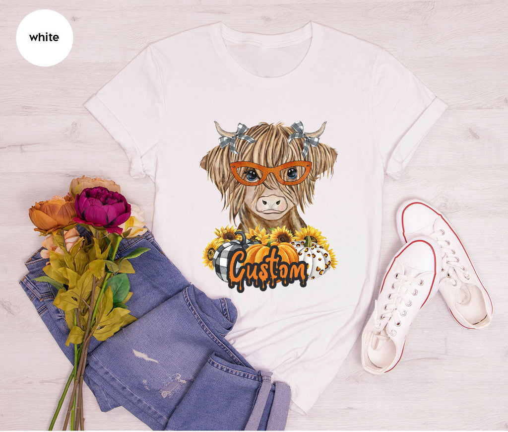 Custom Cow Shirt, Fall Graphic Tees, Personalized Farmer product image 174