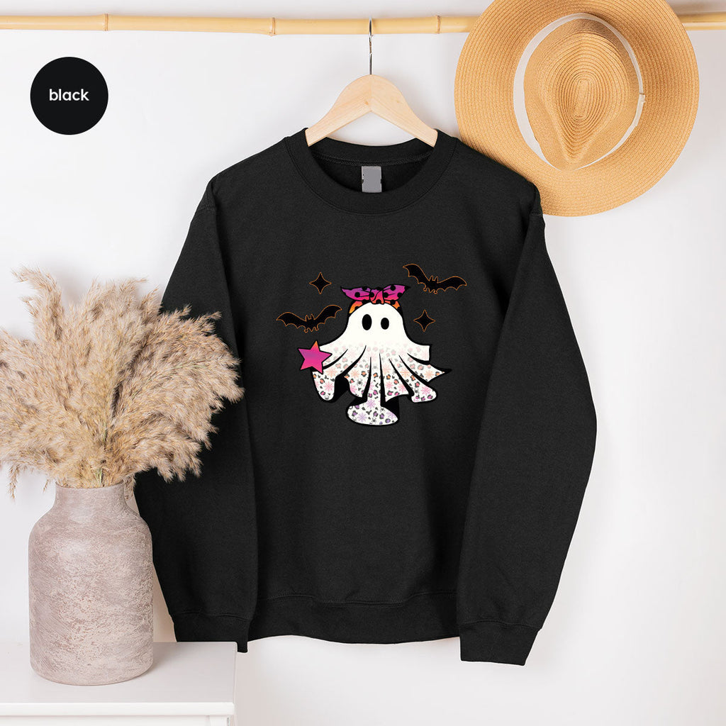 Spooky Season Outfit, Ghost Graphic Tee, Girls Boo Vneck product image 167
