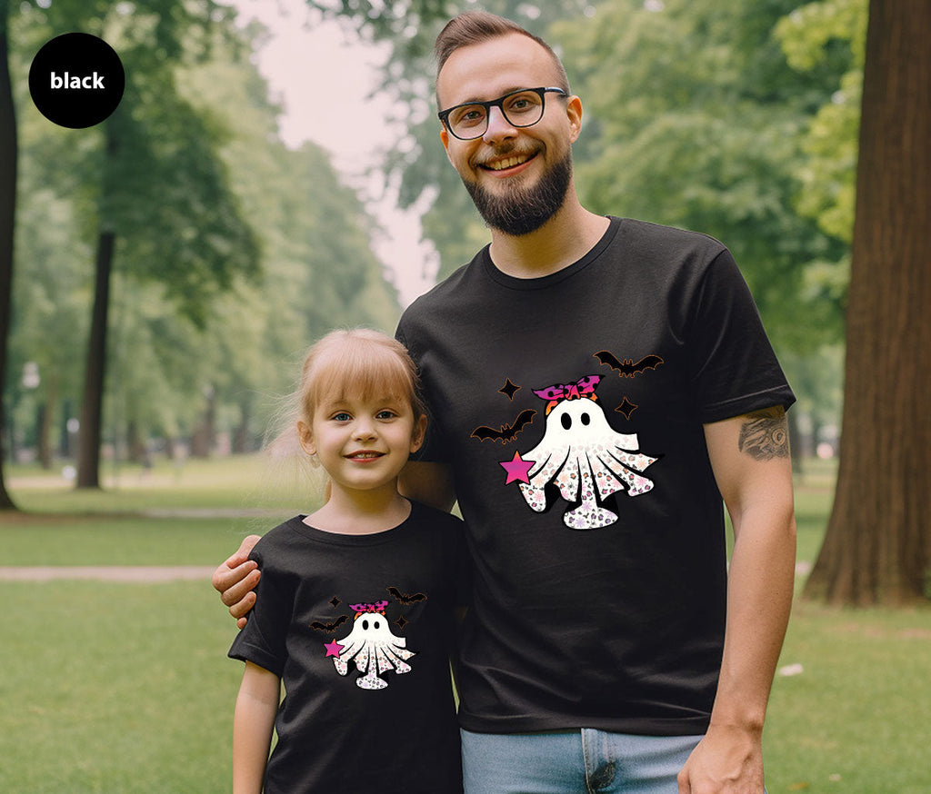 Spooky Season Outfit, Ghost Graphic Tee, Girls Boo Vneck product image 168