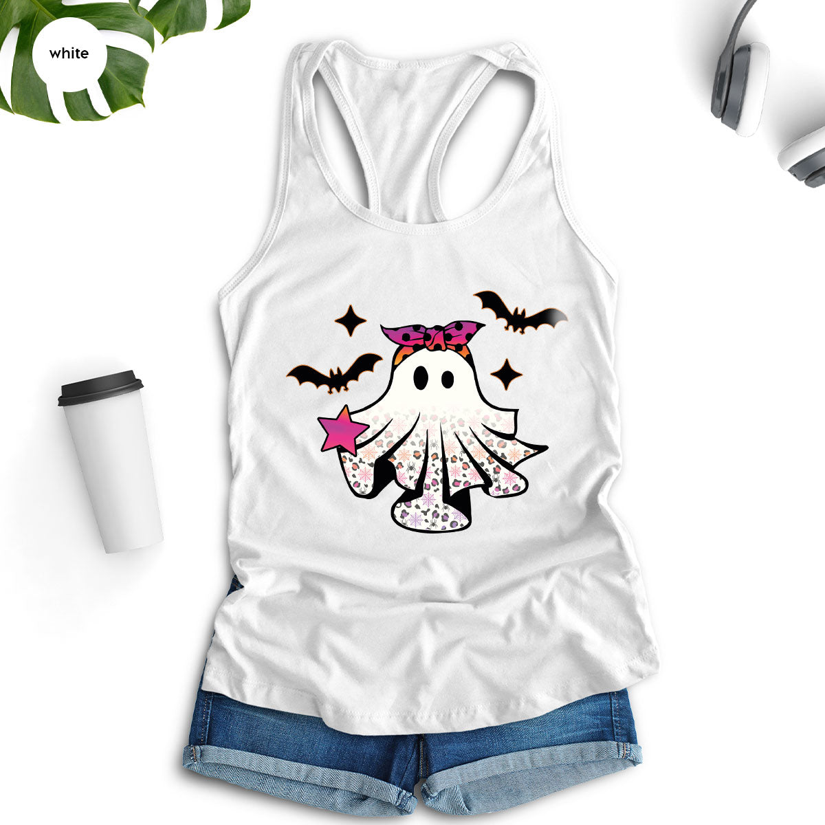 Spooky Season Outfit, Ghost Graphic Tee, Girls Boo Vneck product image 175