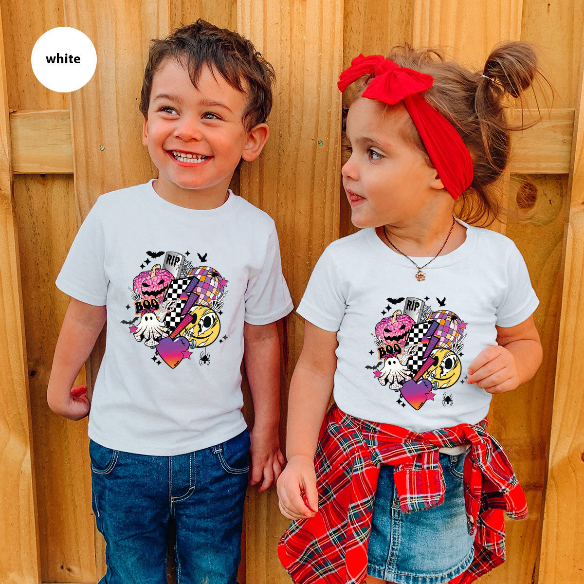 Retro Halloween Shirt, Spooky Pumpkin Cool Checkered Outfit product image 157
