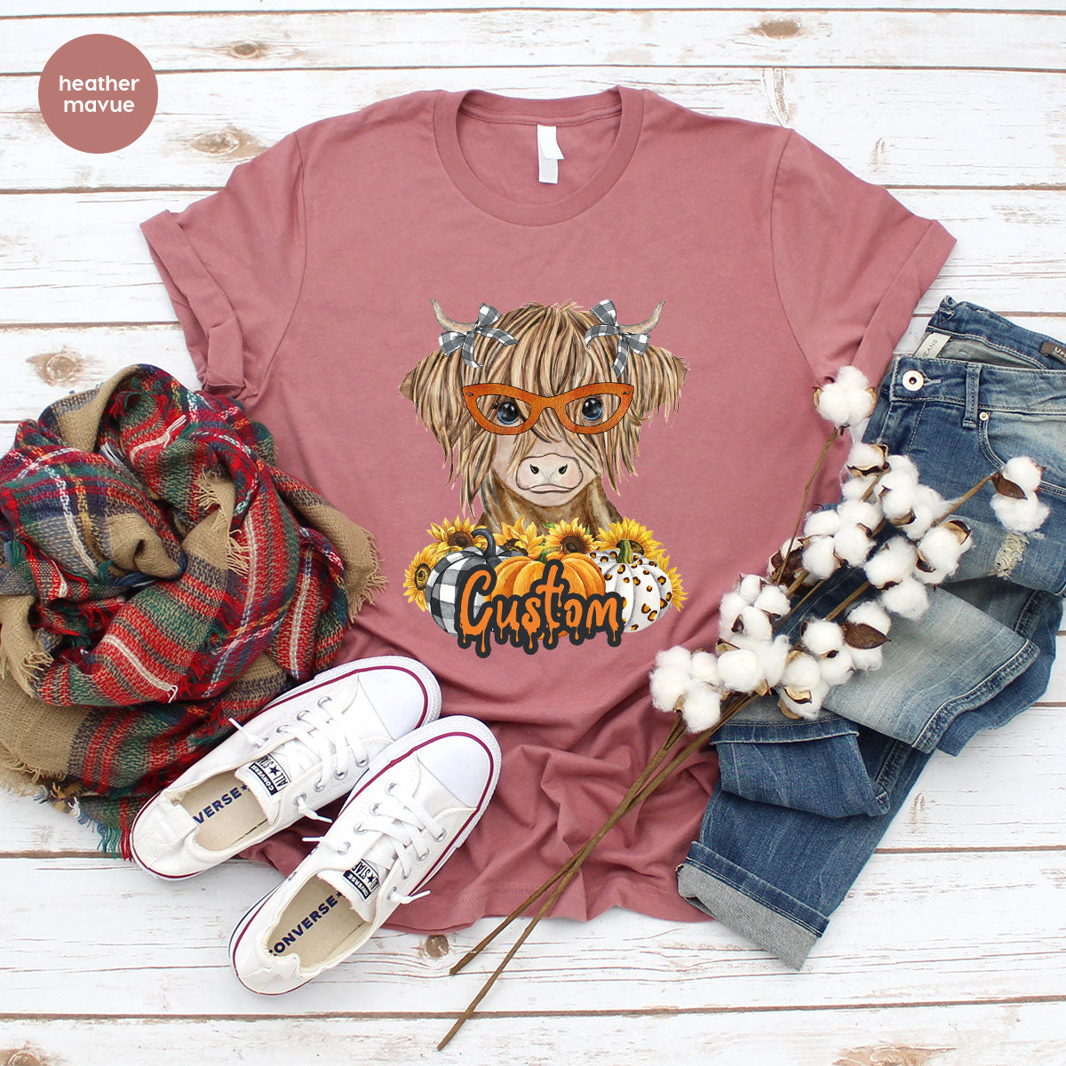 Custom Cow Shirt, Fall Graphic Tees, Personalized Farmer product image 159