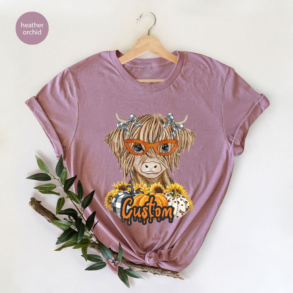Custom Cow Shirt, Fall Graphic Tees, Personalized Farmer product image 163
