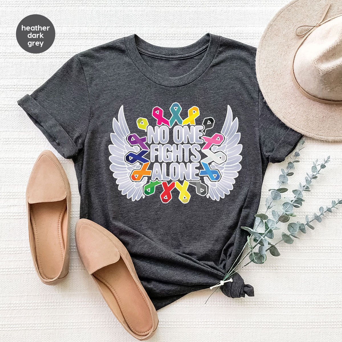 No One Fights Alone Shirt, Cancer Fighter T-Shirt, Warrior product image 82