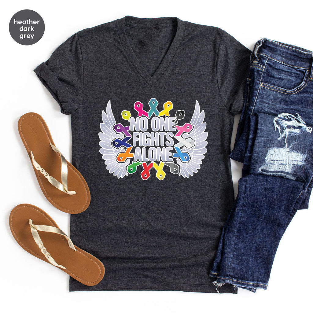 No One Fights Alone Shirt, Cancer Fighter T-Shirt, Warrior product image 83