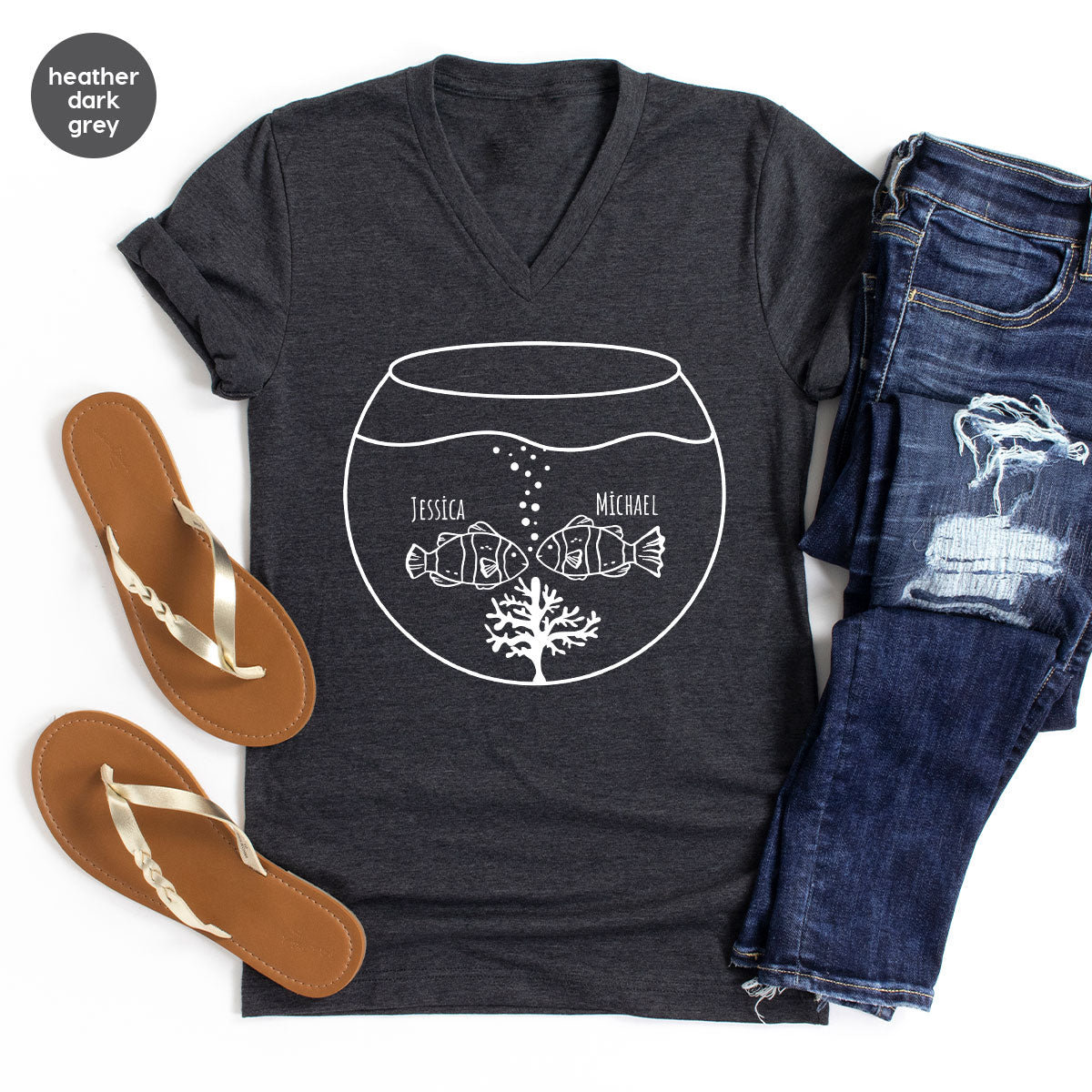 Fish Couple Shirt, Custom Name on T-Shirt, Gift for Couples product image 90