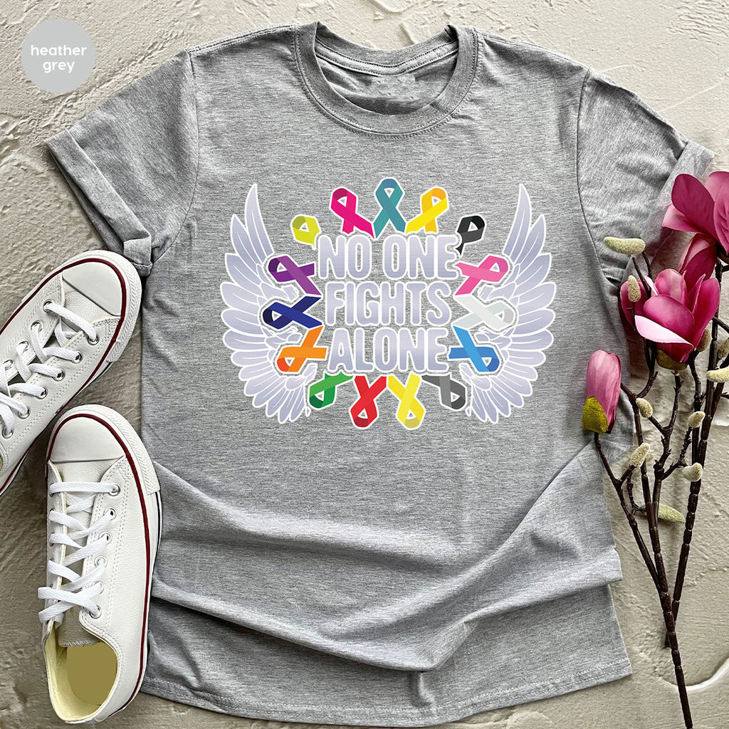 No One Fights Alone Shirt, Cancer Fighter T-Shirt, Warrior product image 85