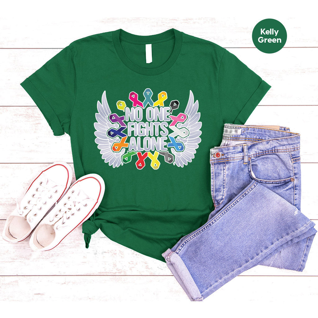 No One Fights Alone Shirt, Cancer Fighter T-Shirt, Warrior product image 87