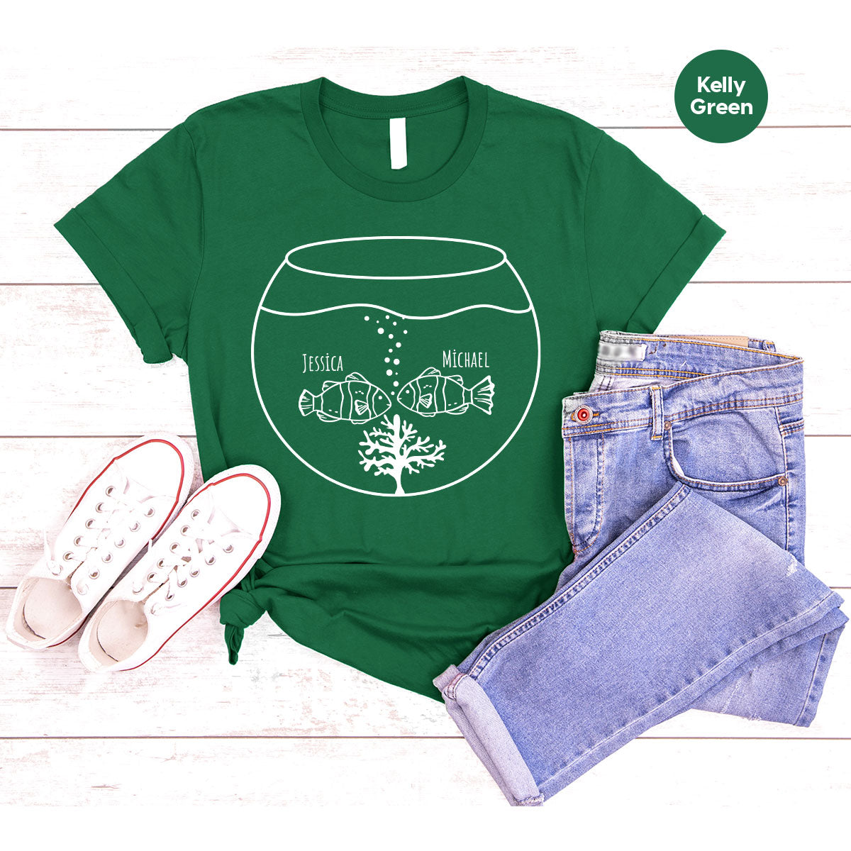 Fish Couple Shirt, Custom Name on T-Shirt, Gift for Couples product image 94