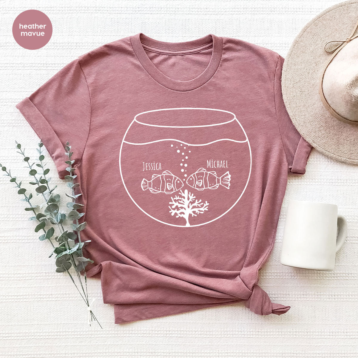Fish Couple Shirt, Custom Name on T-Shirt, Gift for Couples product image 96