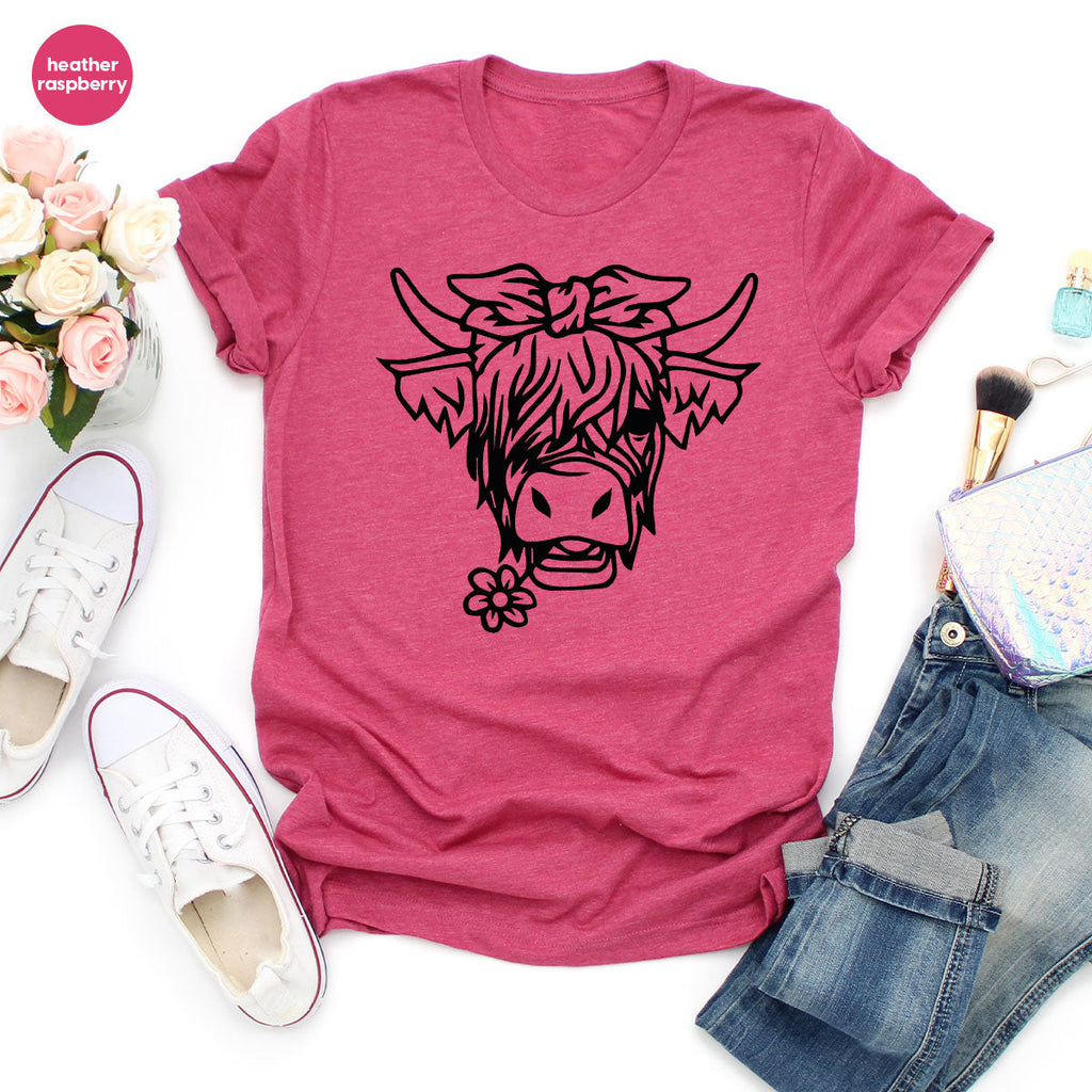 Cool Bull Shirt, With Flower T-Shirt, Funny product image 4