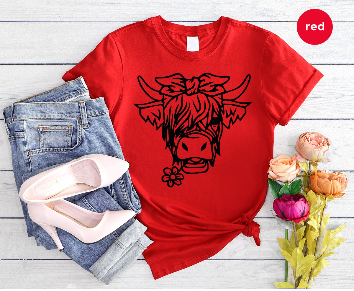 Cool Bull Shirt, With Flower T-Shirt, Funny product image 5