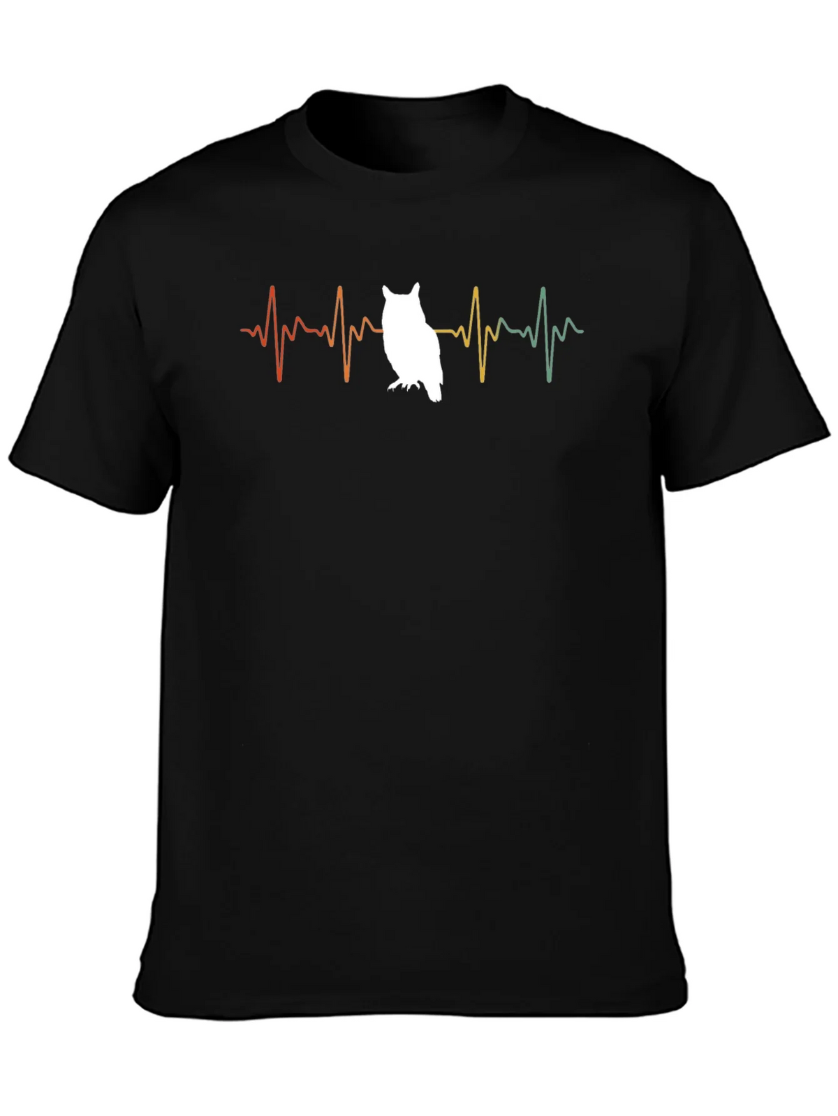Owl Heartbeat T-Shirt - Black Cotton Tee product image 3