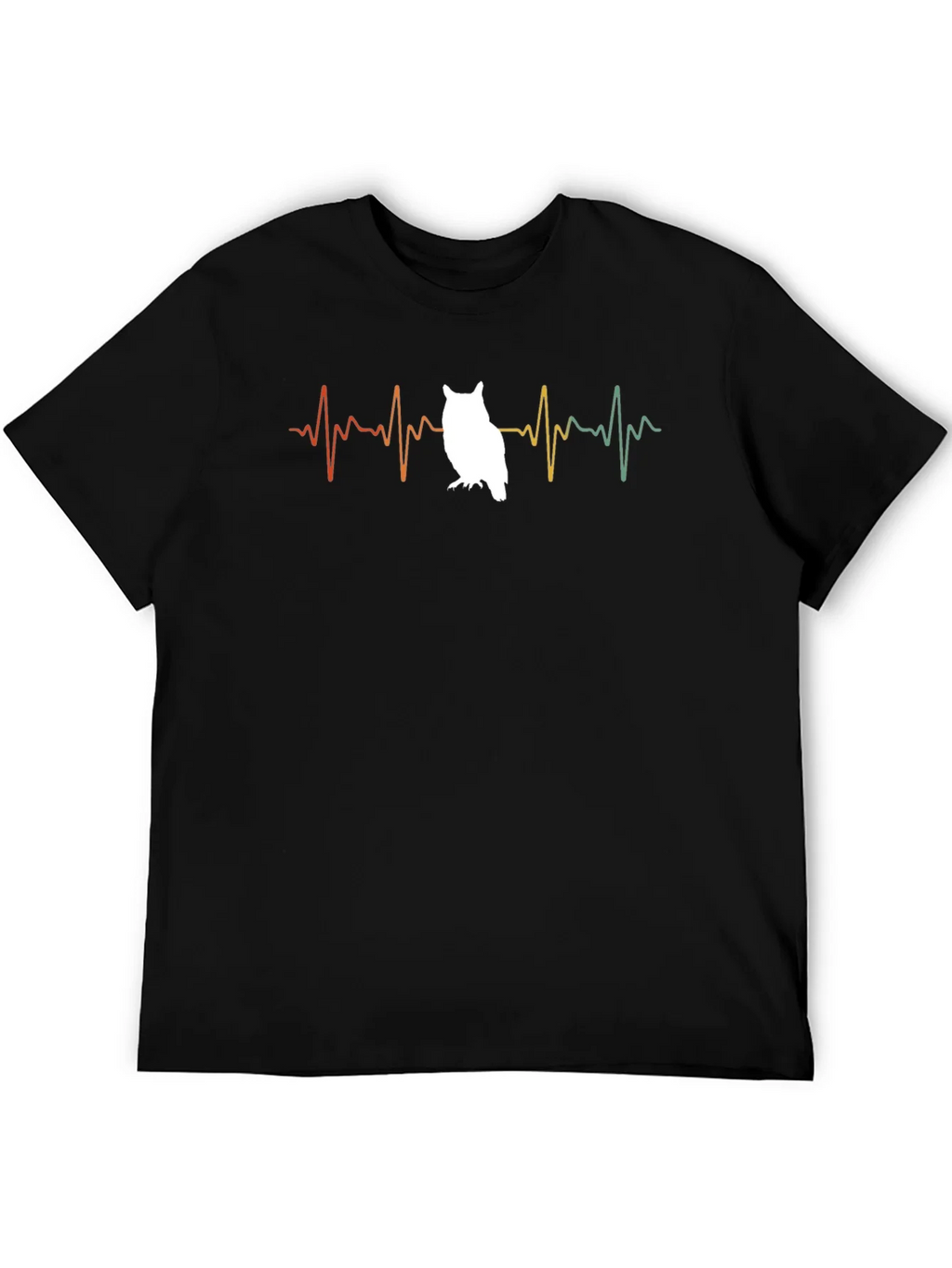 Owl Heartbeat T-Shirt - Black Cotton Tee product image 5