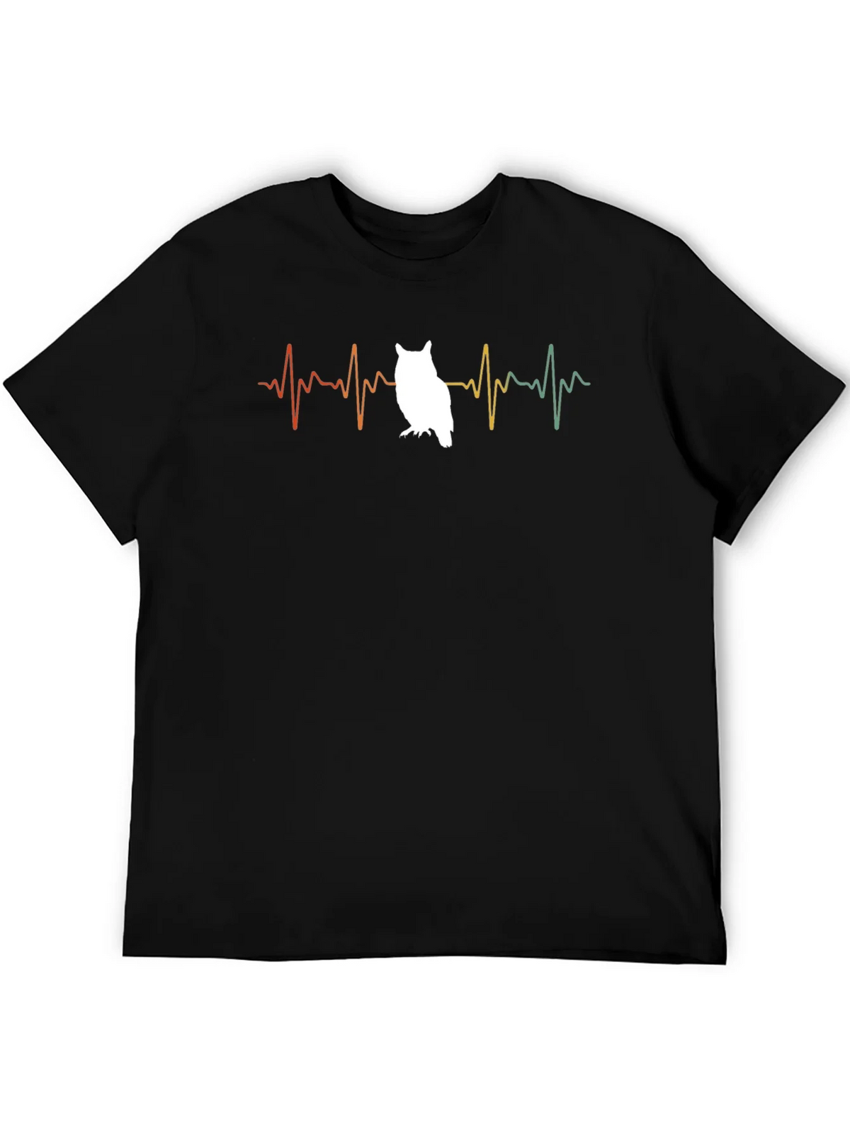 Owl Heartbeat T-Shirt - Black Cotton Tee product image 5