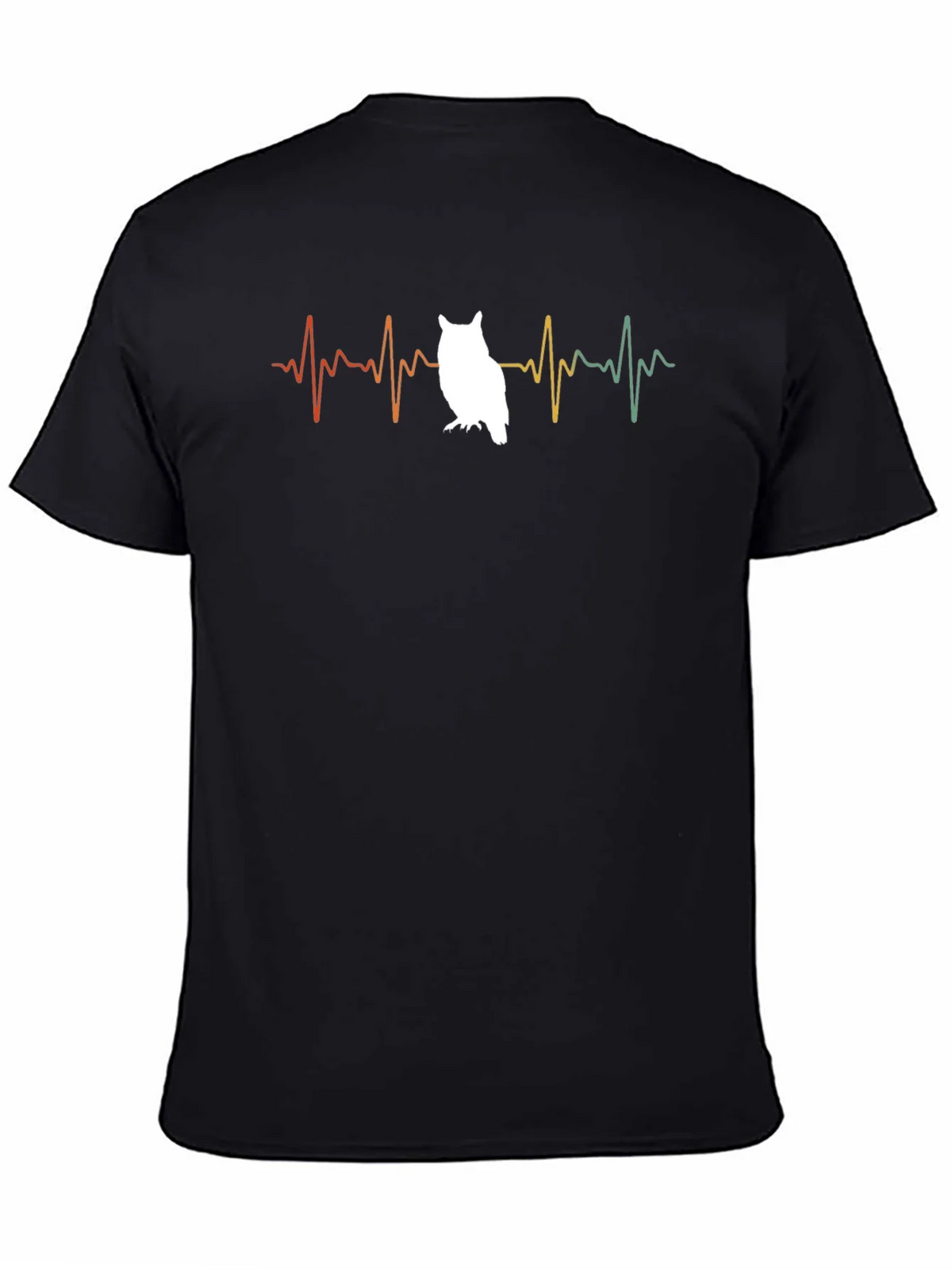 Owl Heartbeat T-Shirt - Black Cotton Tee product image 4