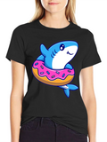 Shark Donut T-Shirt - Fun Cartoon Graphic Tee product image 1