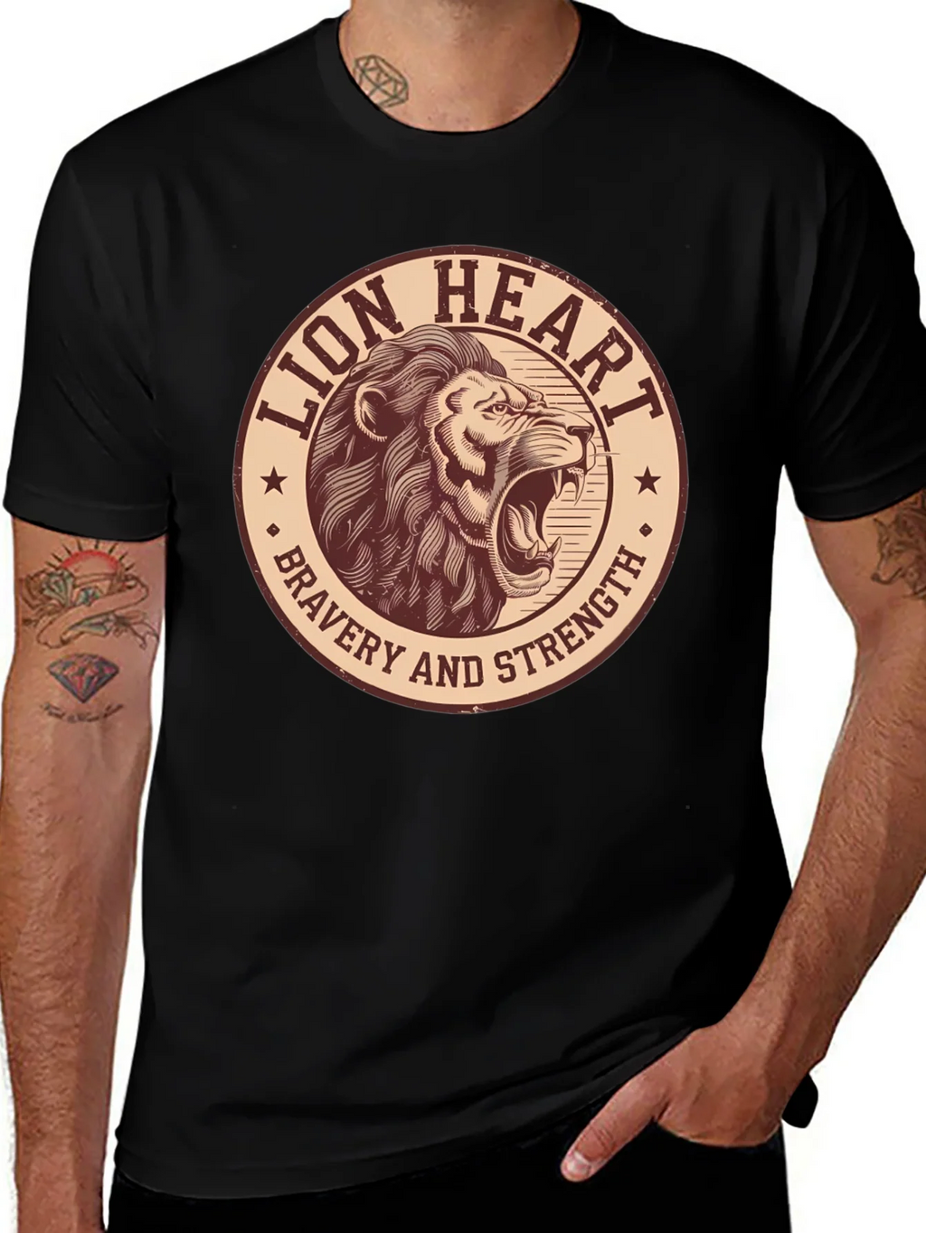 Lion Heart Bravery Strength Graphic Tee product image 1