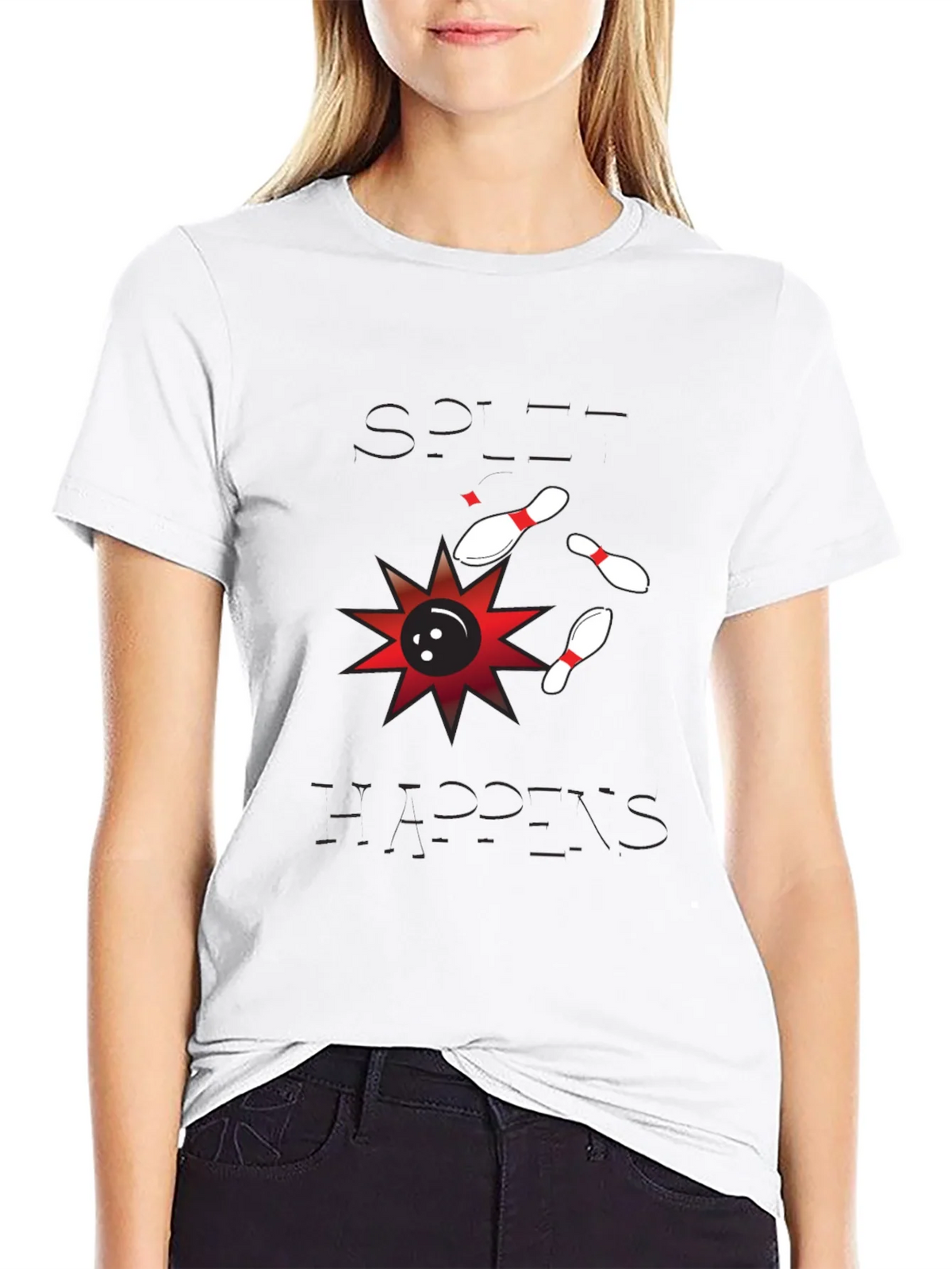 Split Happens Bowling T-Shirt - Mens Black Graphic Tee product image 2