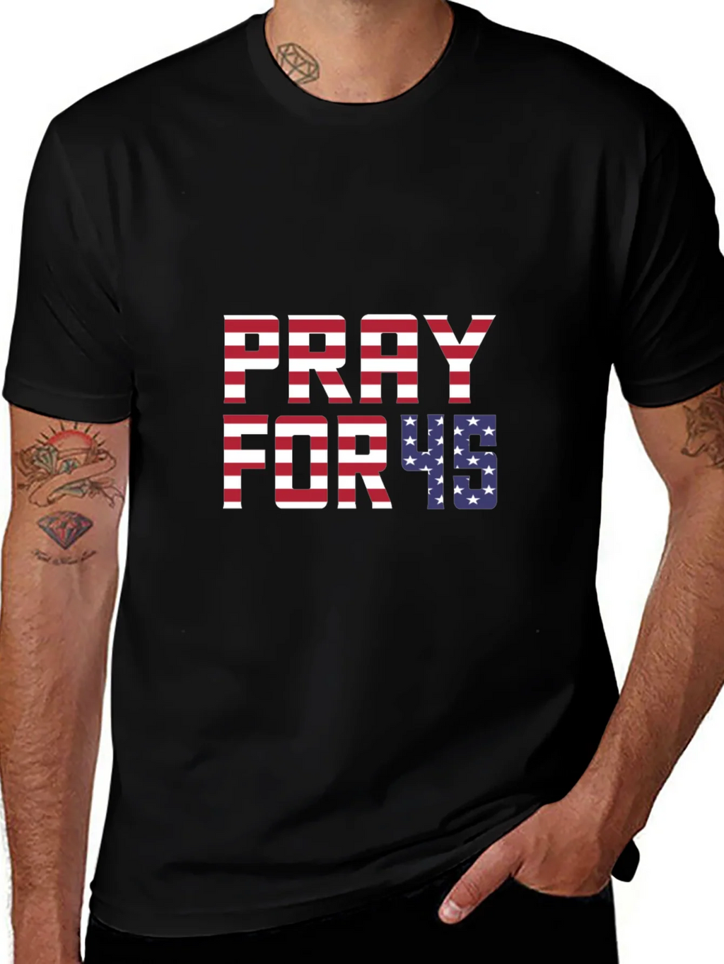 Pray for 45 T-Shirt Patriotic USA Flag product image 1