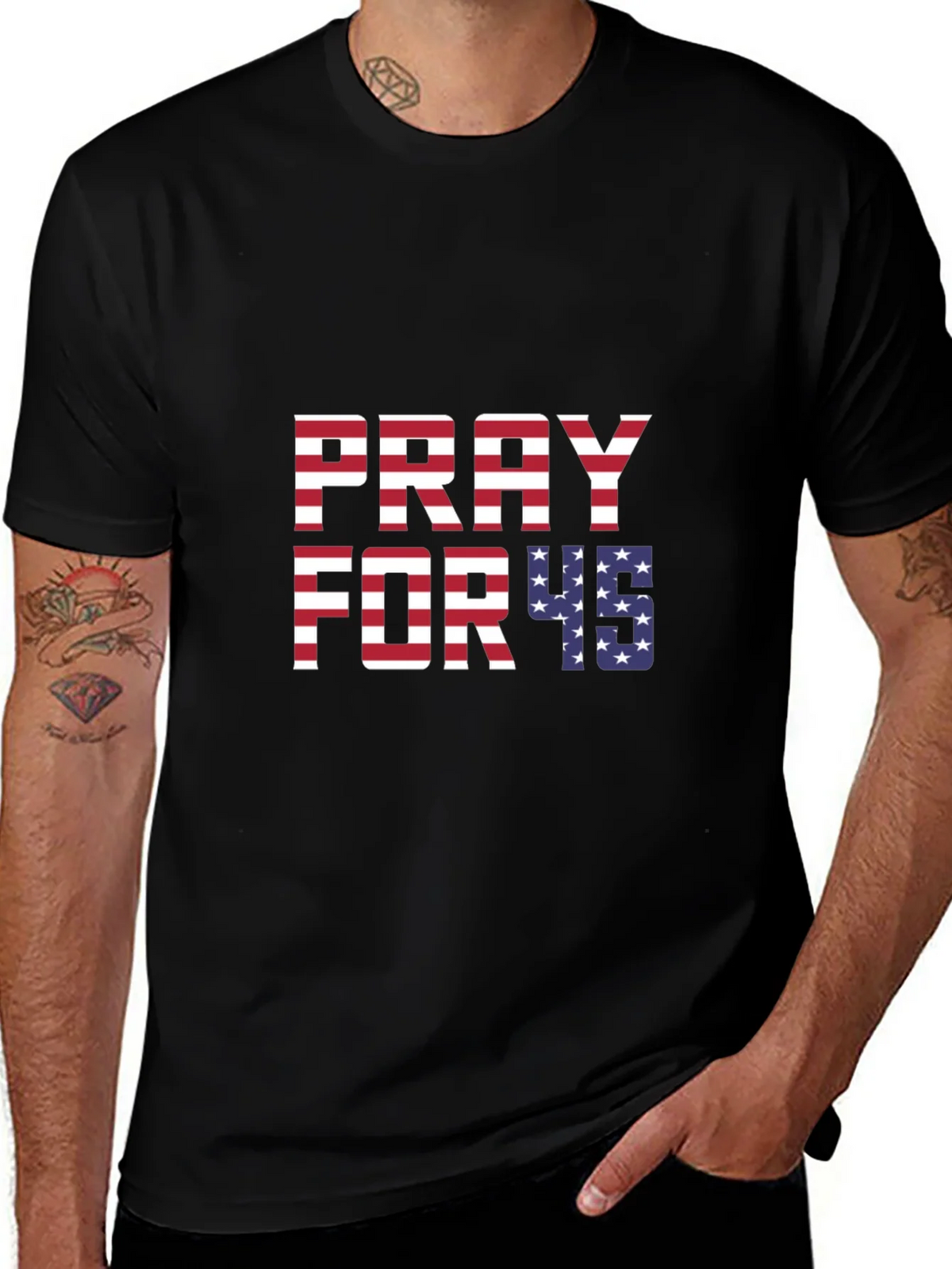 Pray for 45 T-Shirt Patriotic USA Flag product image 1