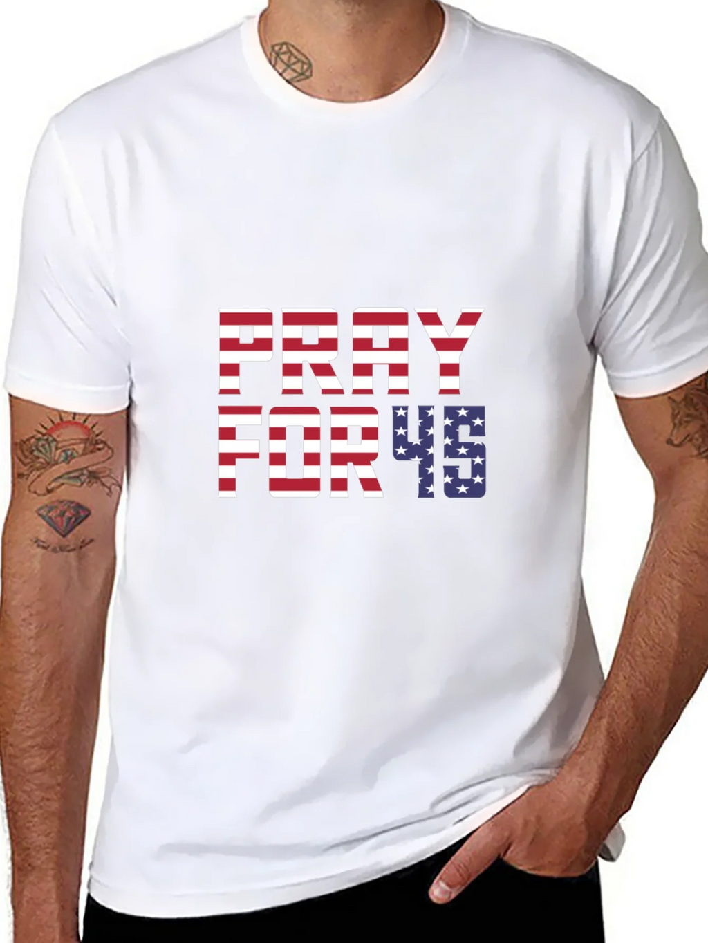 Pray for 45 T-Shirt Patriotic USA Flag product image 2