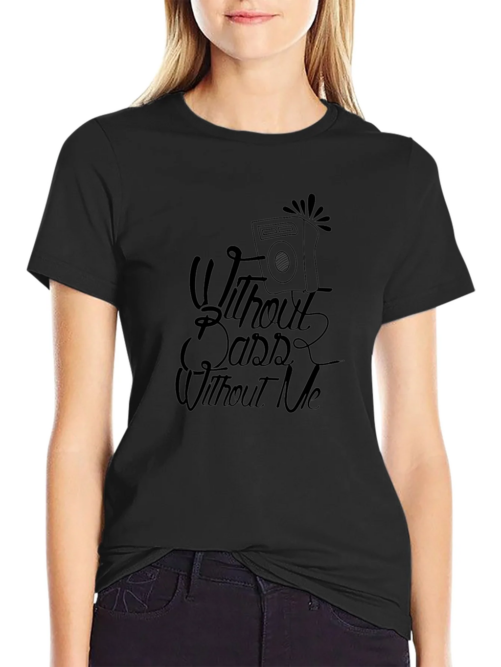 Without Bass Me Black Graphic T-Shirt product image 2
