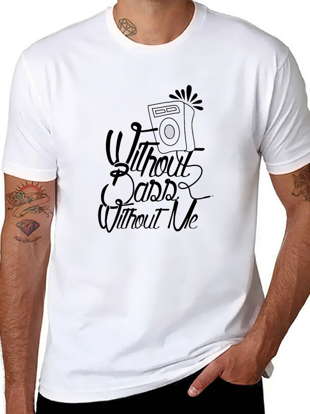 Without Bass Me Black Graphic T-Shirt product image 7