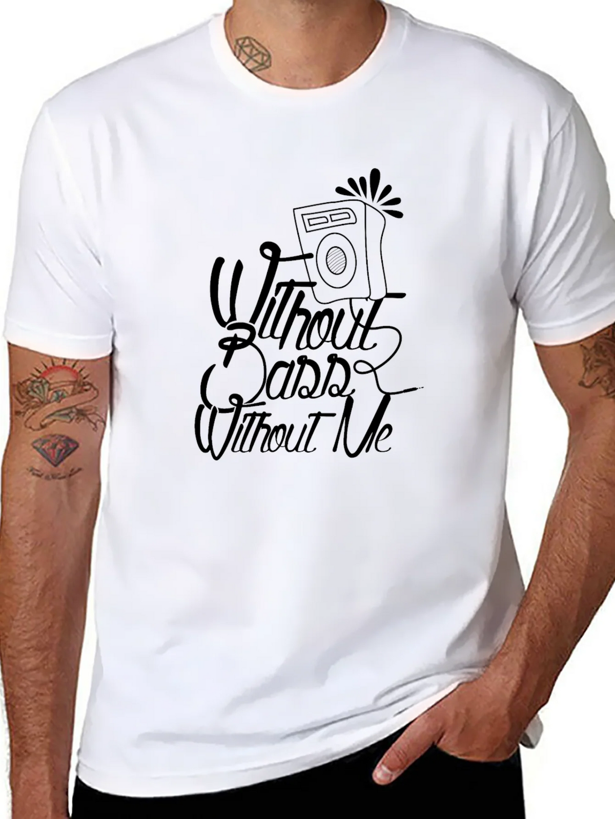 Without Bass Me Black Graphic T-Shirt product image 7