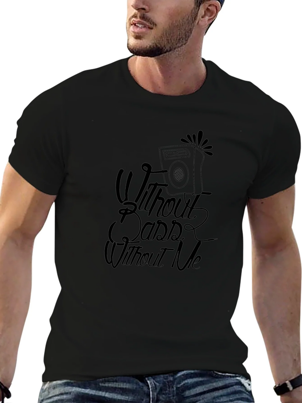 Without Bass Me Black Graphic T-Shirt product image 6