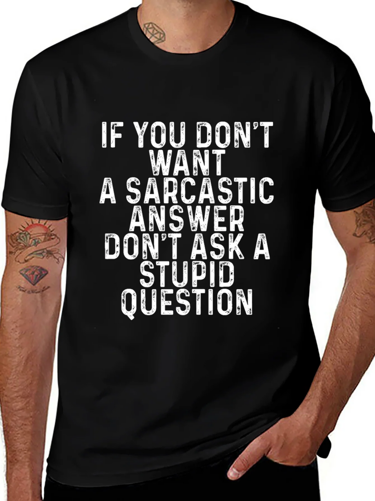 Sarcastic Answer Mens Black T-Shirt product image 1