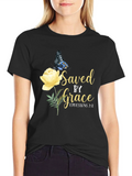 Saved By Grace T-Shirt Butterfly & Rose Design product image 1