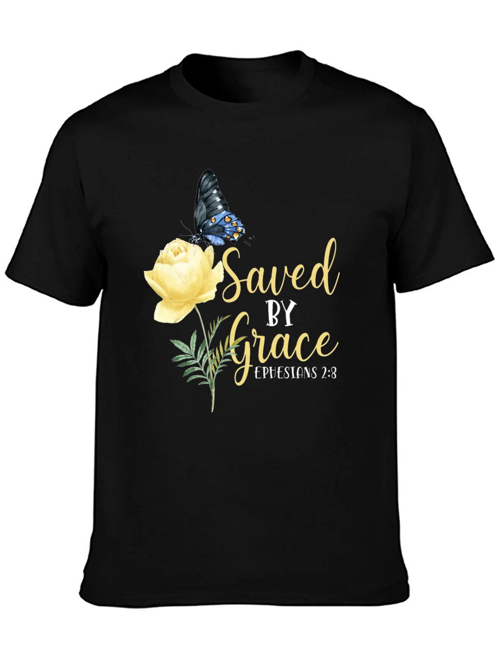 Saved By Grace T-Shirt Butterfly & Rose Design product image 2