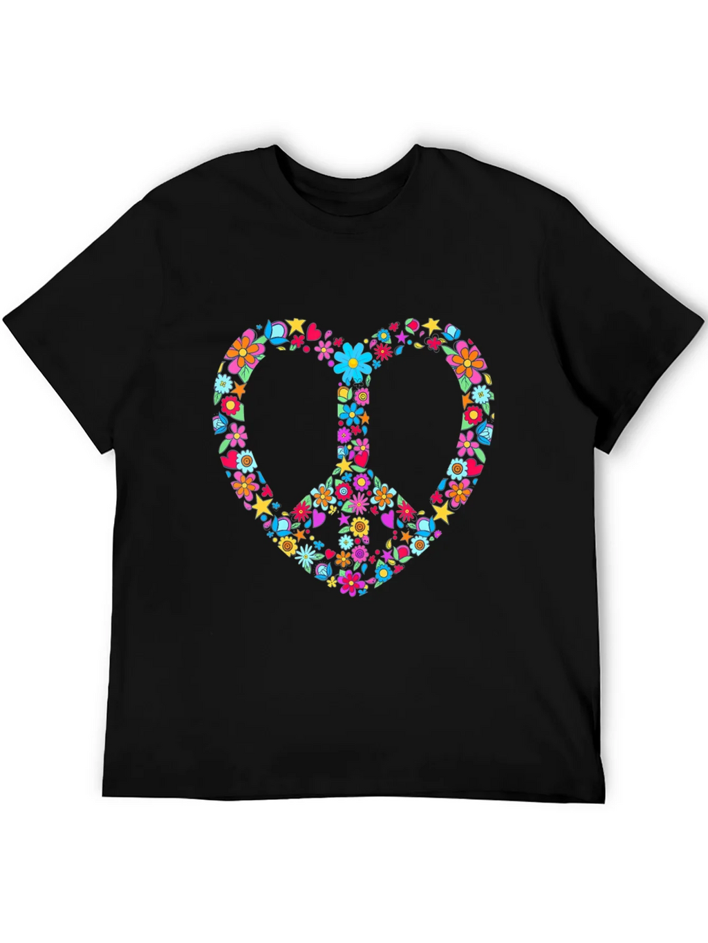 Floral Peace Sign Heart Graphic T-Shirt product image 5