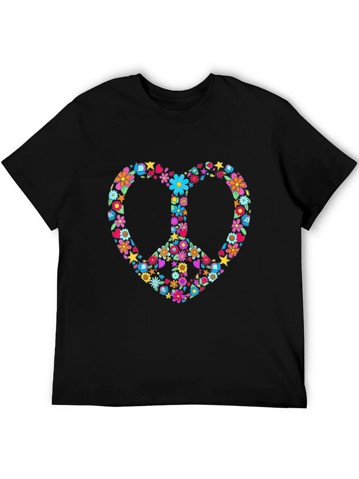 Floral Peace Sign Heart Graphic T-Shirt product image 5